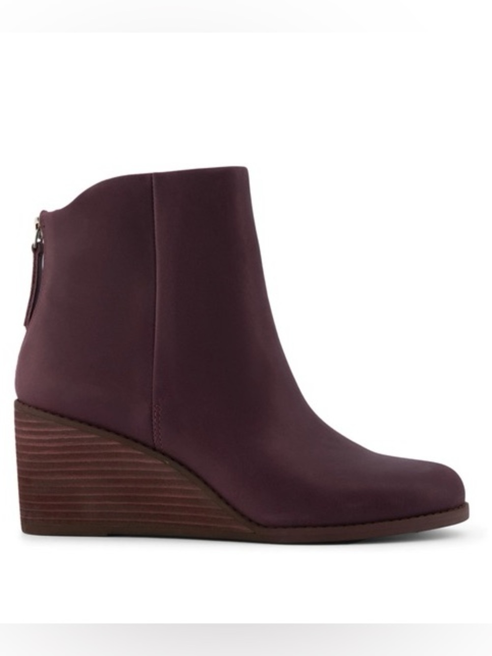 TOMS Casey Purple Nubuck Leather 2.75” Wedge Boots Booties Size 7.5 EUC